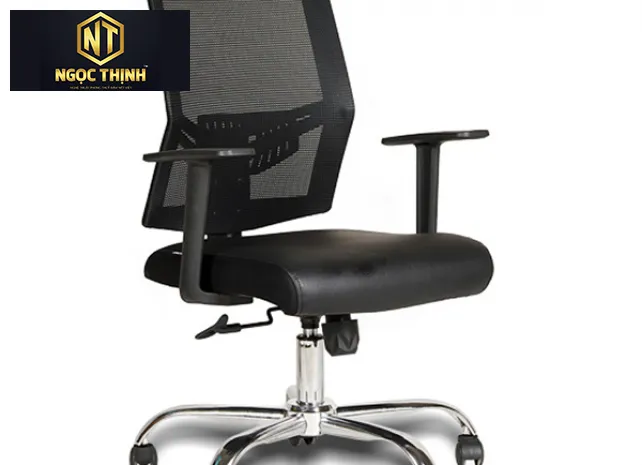 Ghế lưới sử dụng khung tựa nhựa bọc vải, đệm mút bọc PVC cao cấp GL201